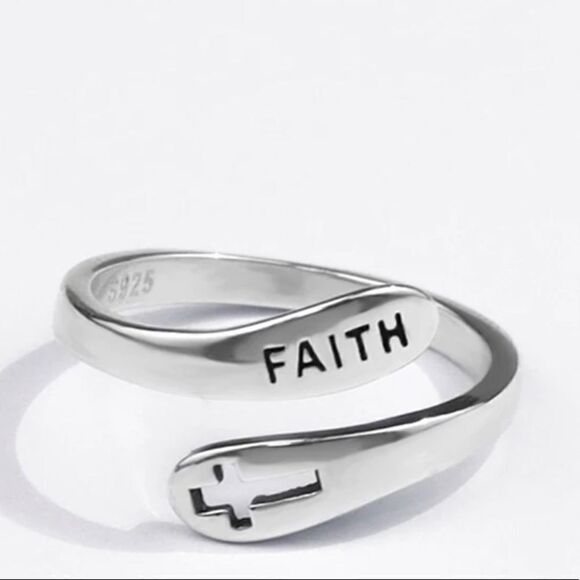 #13 NEW 925 Sterling Silver Cross Open Adjustable Ring - Picture 1 of 8